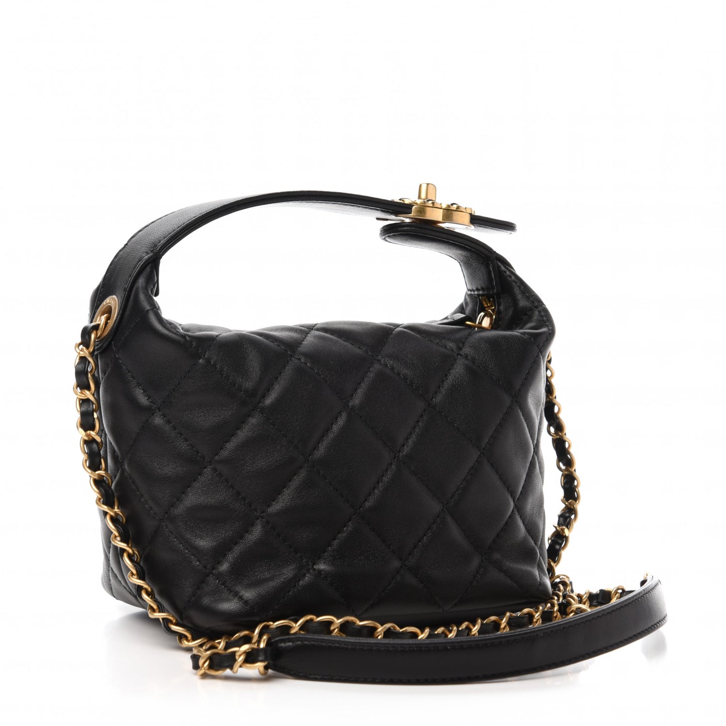 Lambskin Quilted Small Perfect Meeting Hobo Black