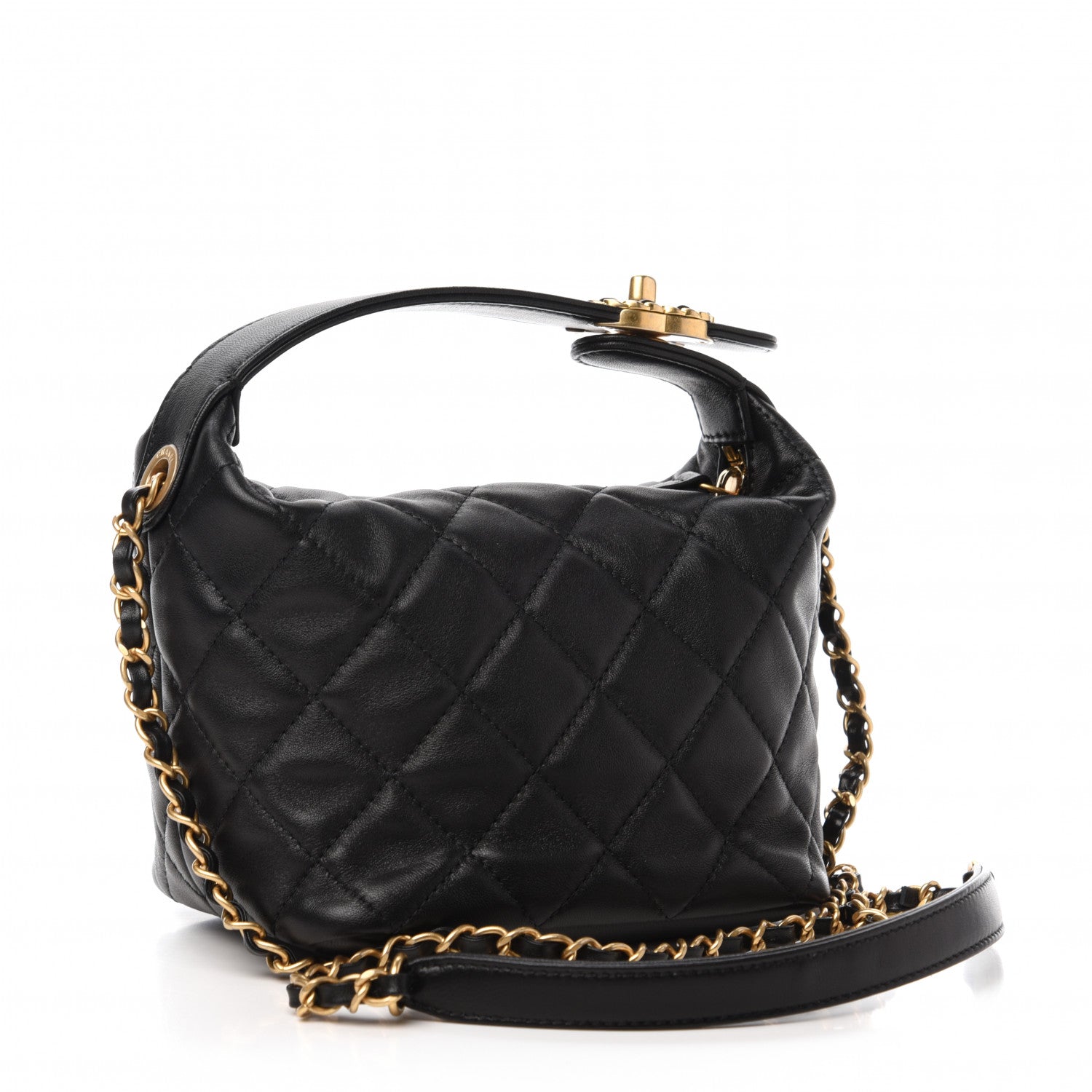 Chanel Lambskin Quilted Small Perfect Meeting Hobo Black 3 of 10