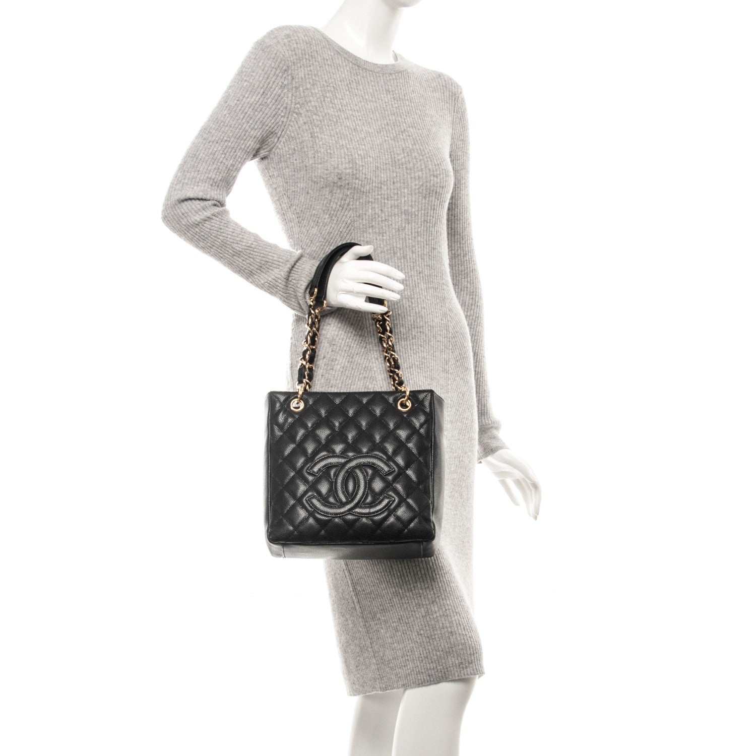 Chanel Caviar Quilted Petit Shopping Tote PST Black 2 of 7