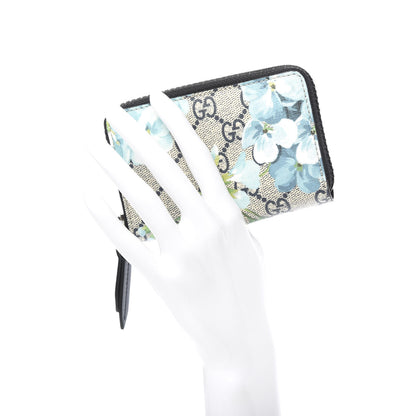 Gucci GG Supreme Monogram Blooms Zip Around Card Case Wallet Beige Blue Navy 2 of 7