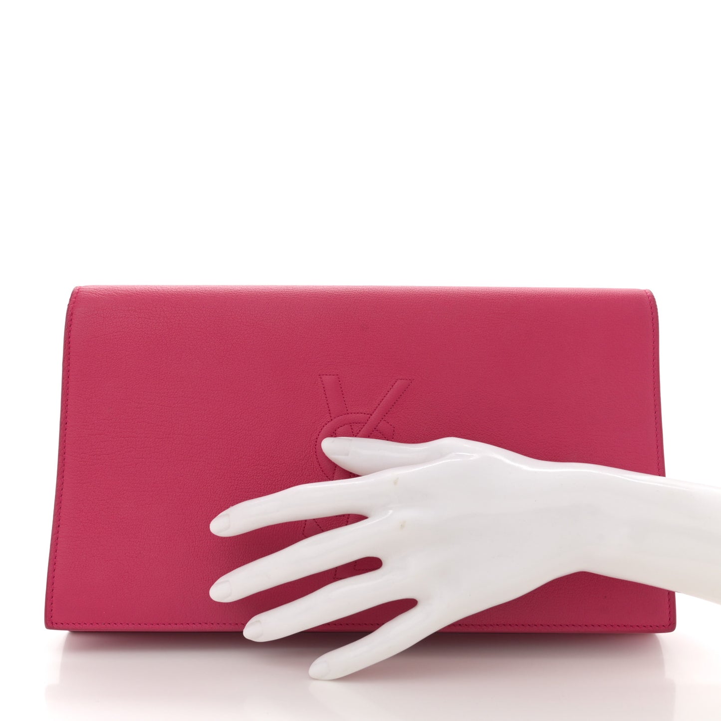 Calfskin Monogram Large Belle De Jour Clutch Lipstick Fuchsia
