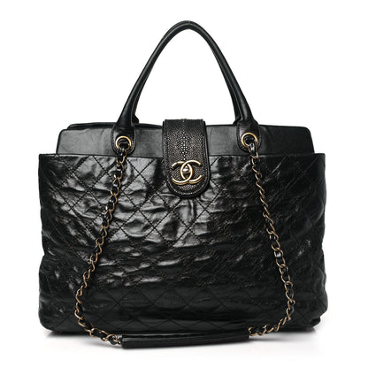 Chanel Glazed Calfskin Stingray Large Bindi CC Tote Black 1 of 12