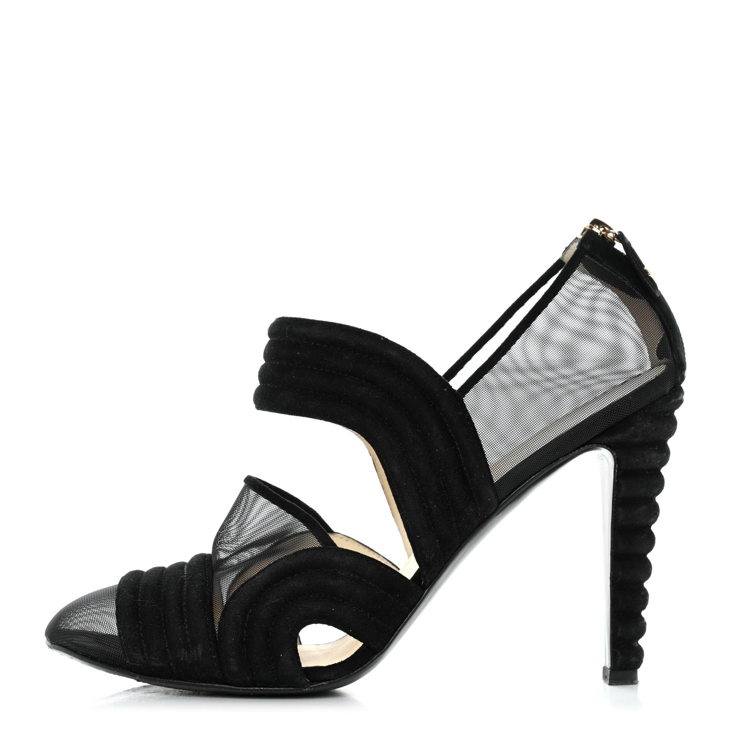 Chanel Suede Mesh Cap Toe Mary Jane Pumps 42 Black 1 of 7