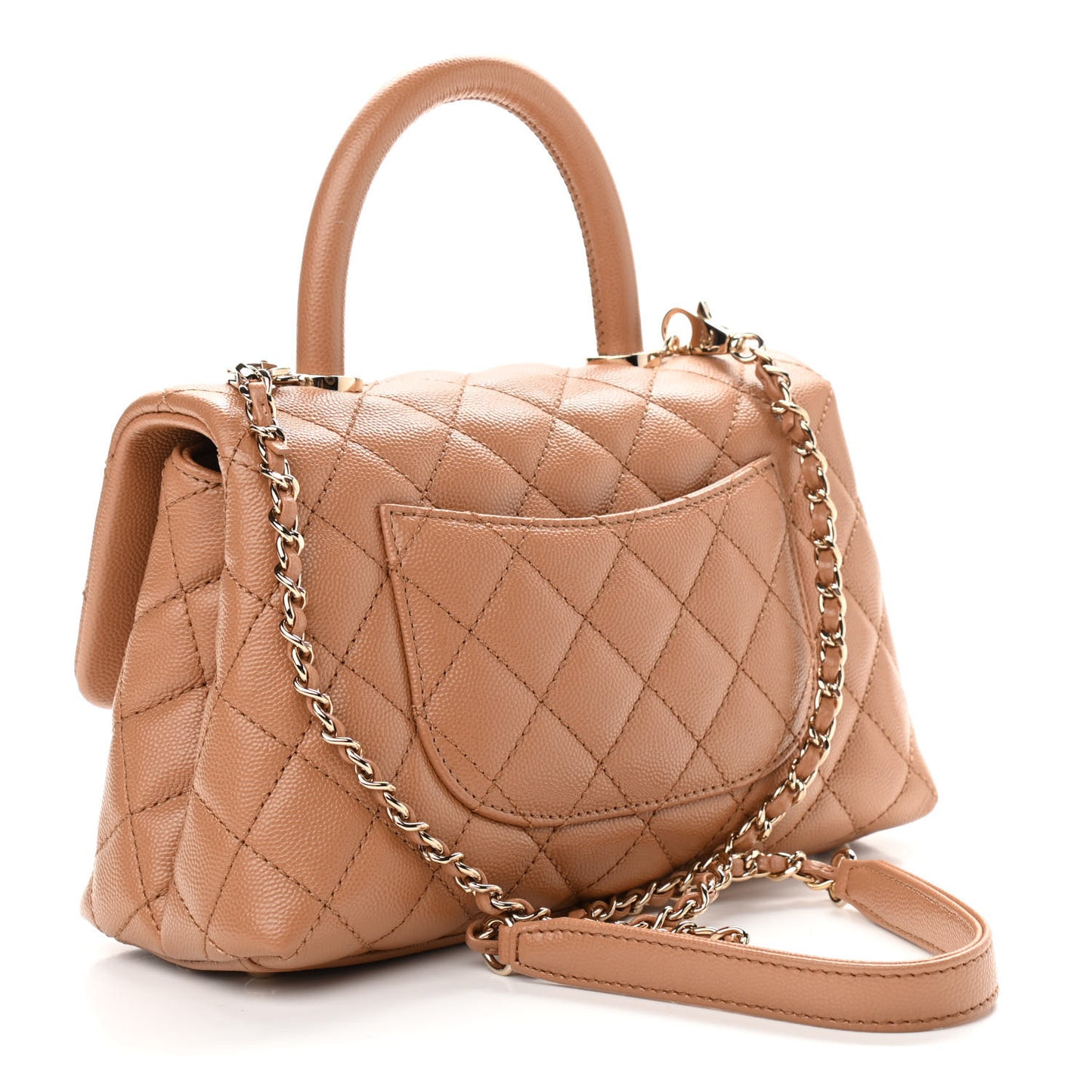 Caviar Quilted Lizard Embossed Mini Coco Handle Flap Brown