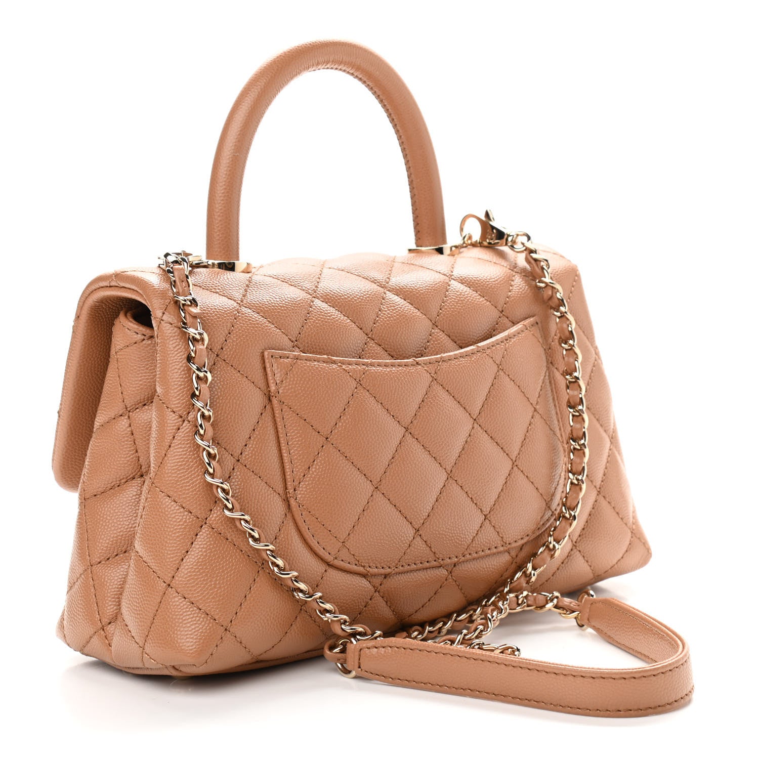 Chanel Caviar Quilted Lizard Embossed Mini Coco Handle Flap Brown 3 of 10