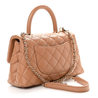 Chanel Caviar Quilted Lizard Embossed Mini Coco Handle Flap Brown 3 of 10