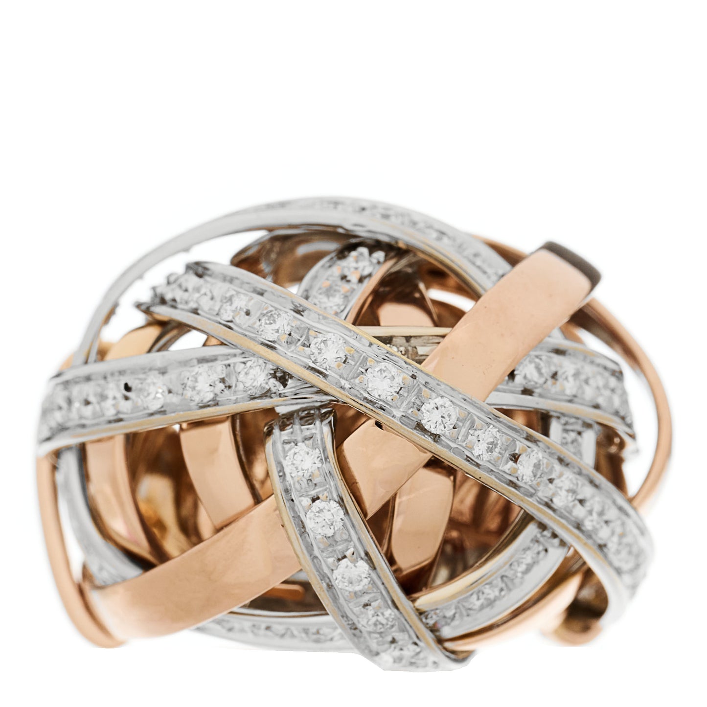 18K Rose White Gold Diamond Chignon Ring 55 7.25