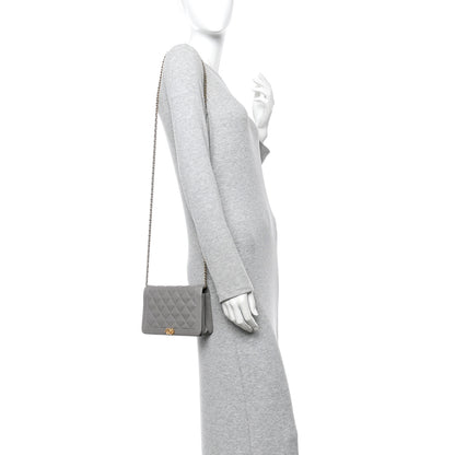 Chanel Caviar Quilted Boy Wallet On Chain WOC Grey 2 of 12