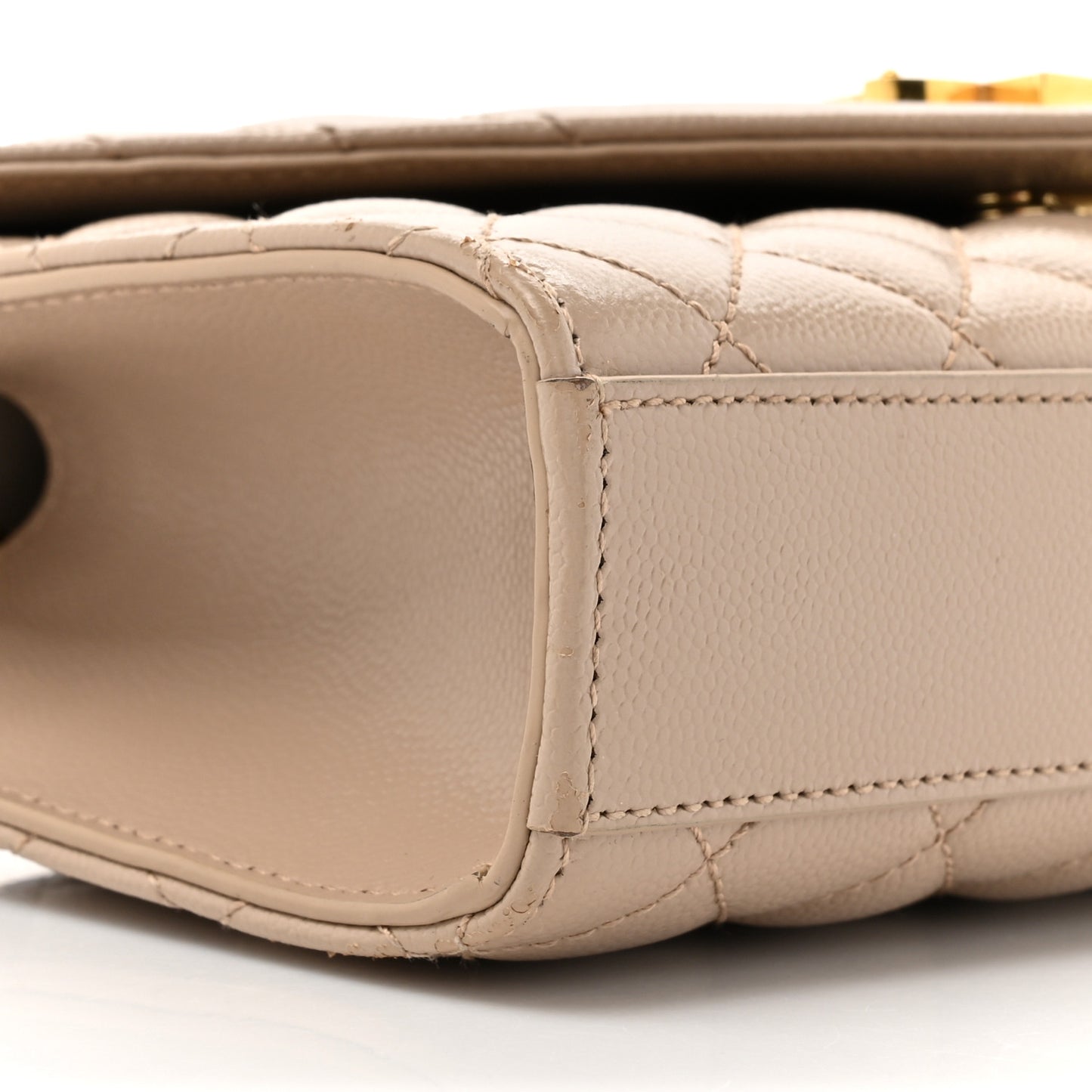 Grain De Poudre Textured Mixed Matelasse Triquilt Small Monogram Satchel Dark Beige