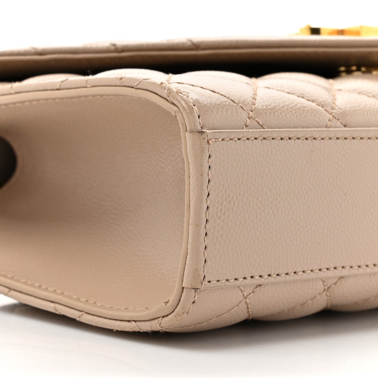 Saint Laurent Grain De Poudre Textured Mixed Matelasse Triquilt Small Monogram Satchel Dark Beige 10 of 16