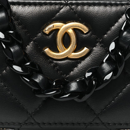 Chanel Lambskin Quilted Mini Lacquered Chain Clutch Black 8 of 11