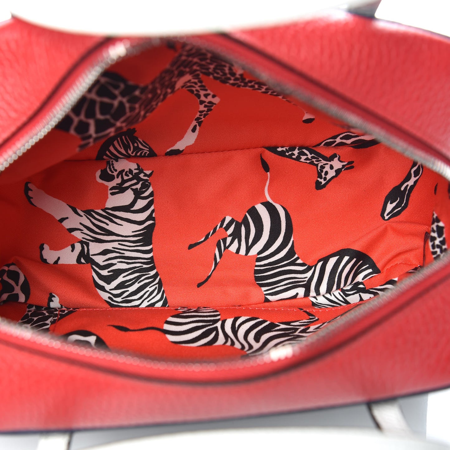 Calfskin Kids Heart Top Handle Bag Blue Hibiscus Red