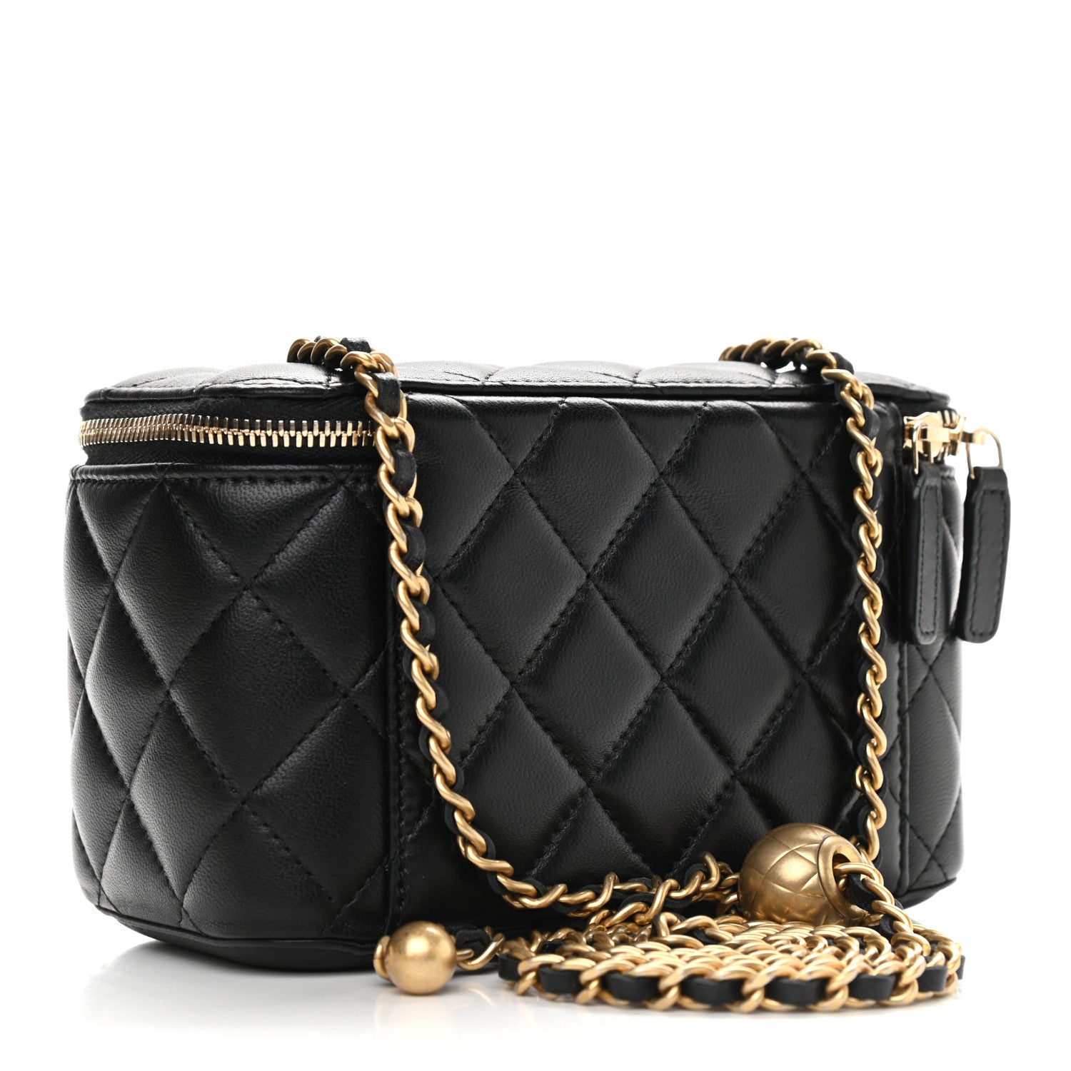 Chanel Lambskin Quilted Pearl Crush Small Vanity Case With Chain Black 3 of 9