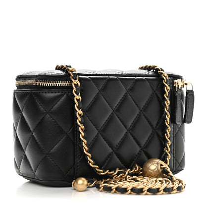 Chanel Lambskin Quilted Pearl Crush Small Vanity Case With Chain Black 3 of 9