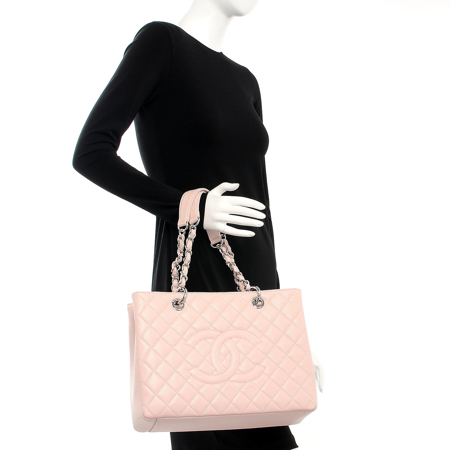 Caviar Quilted Grand Shopping Tote GST Light Pink