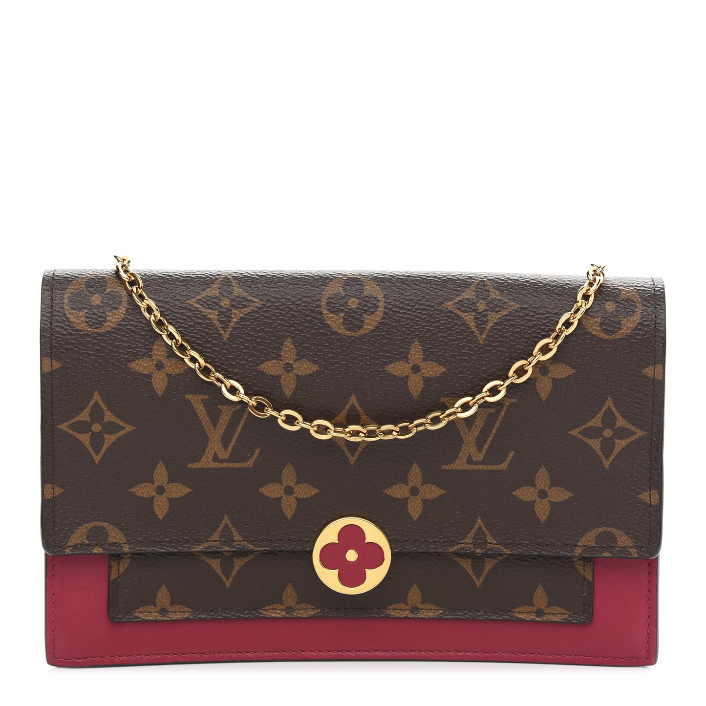 Monogram Flore Chain Wallet Fuchsia