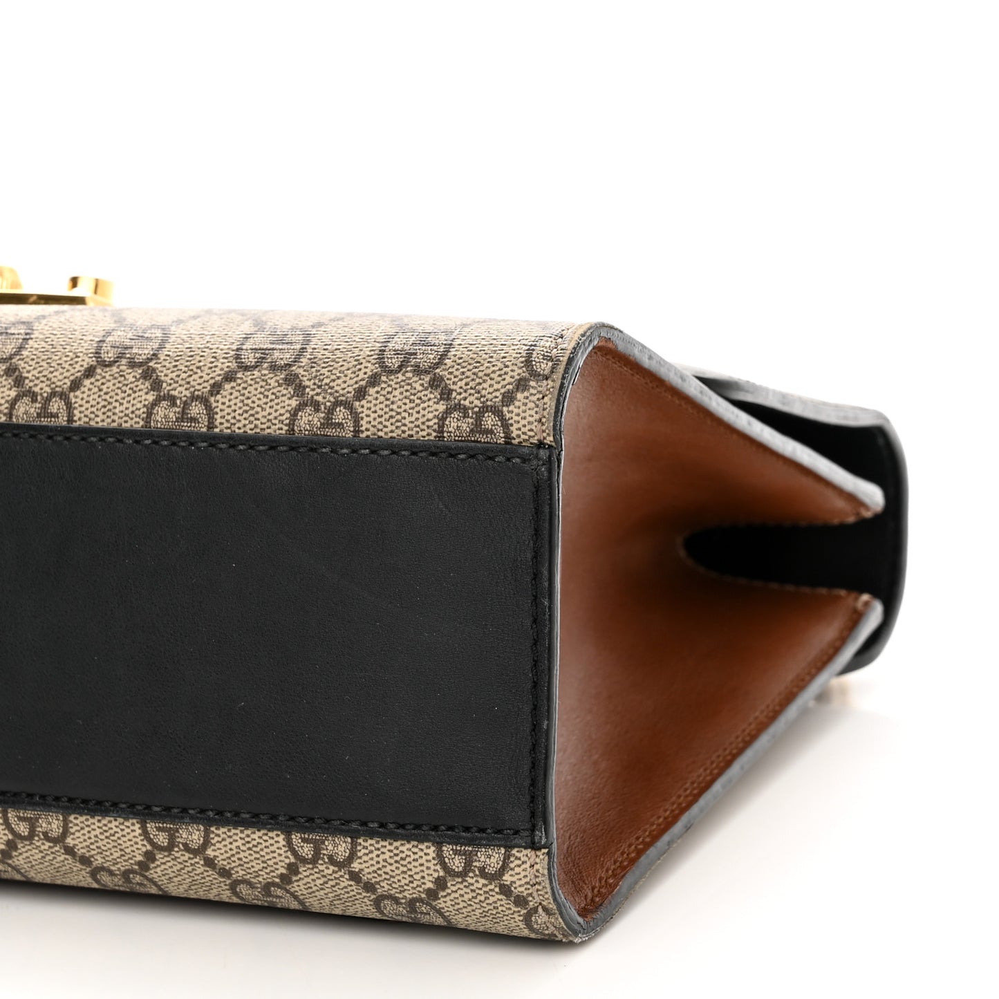 GG Supreme Monogram Calfskin Medium Padlock Shoulder Bag Beige Black Cuir