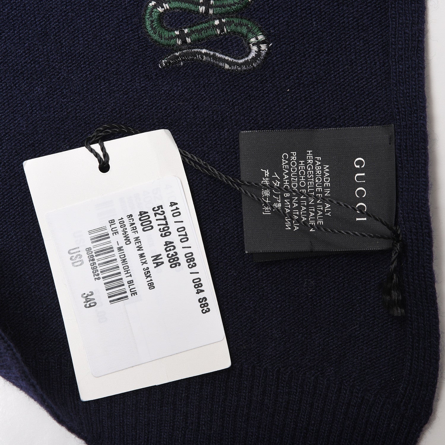 Gucci Wool Embroidered New Mix Scarf Midnight Blue 7 of 7