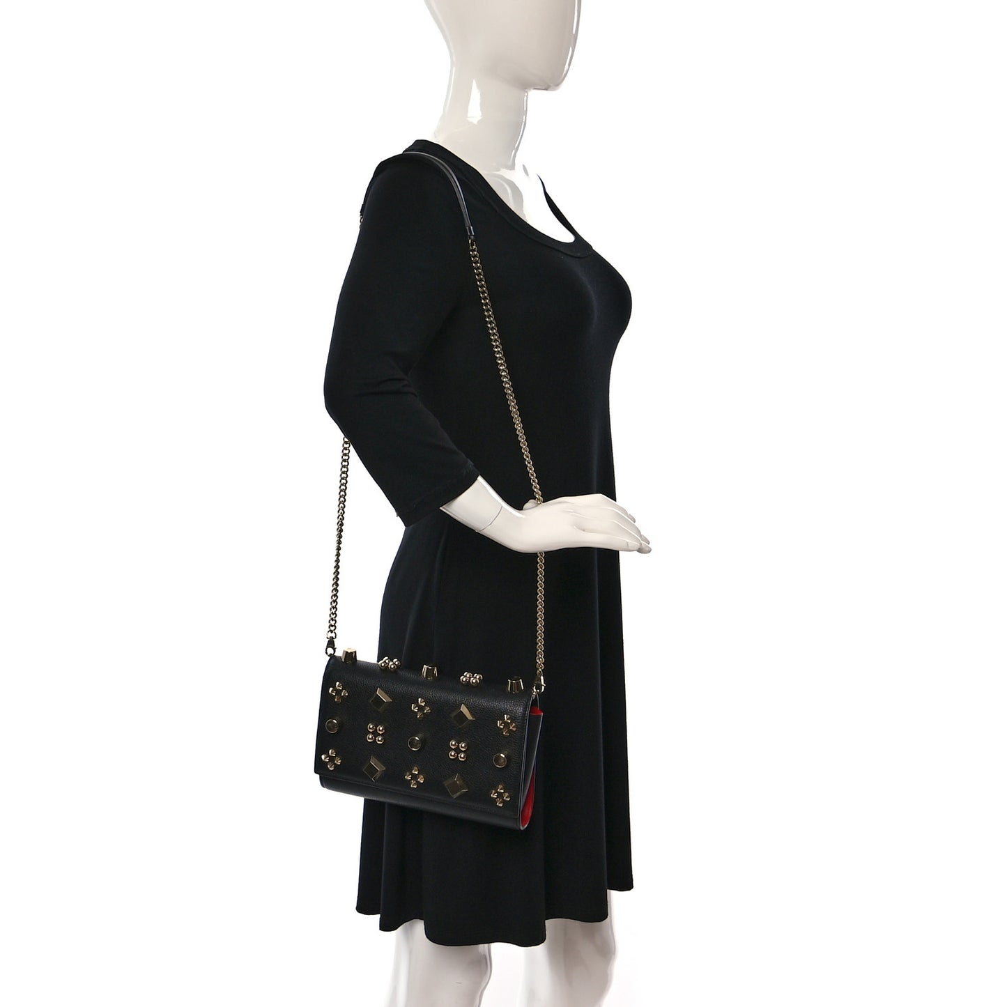Calfskin Spikes Empire Paloma Clutch Black