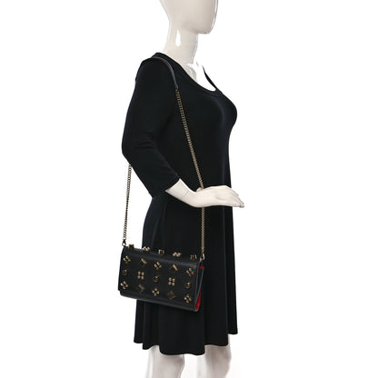 Christian Louboutin Calfskin Spikes Empire Paloma Clutch Black 2 of 14