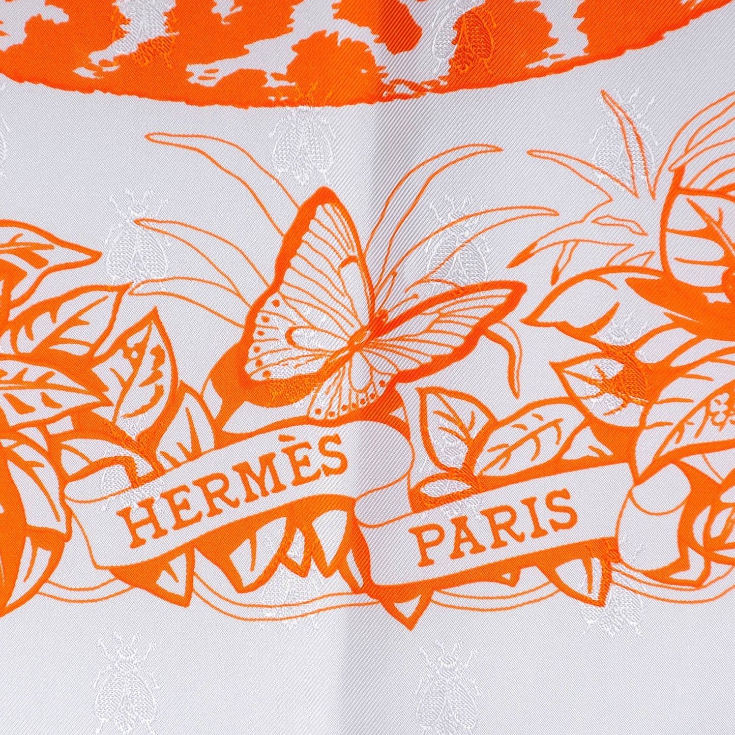 Silk Jungle Love Scarf 90 Blanc Orange