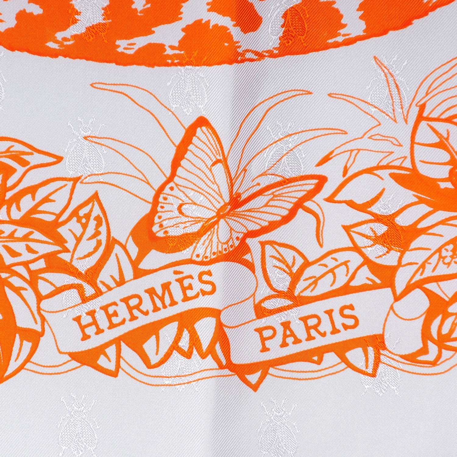 Hermes Silk Jungle Love Scarf 90 Blanc Orange 3 of 9