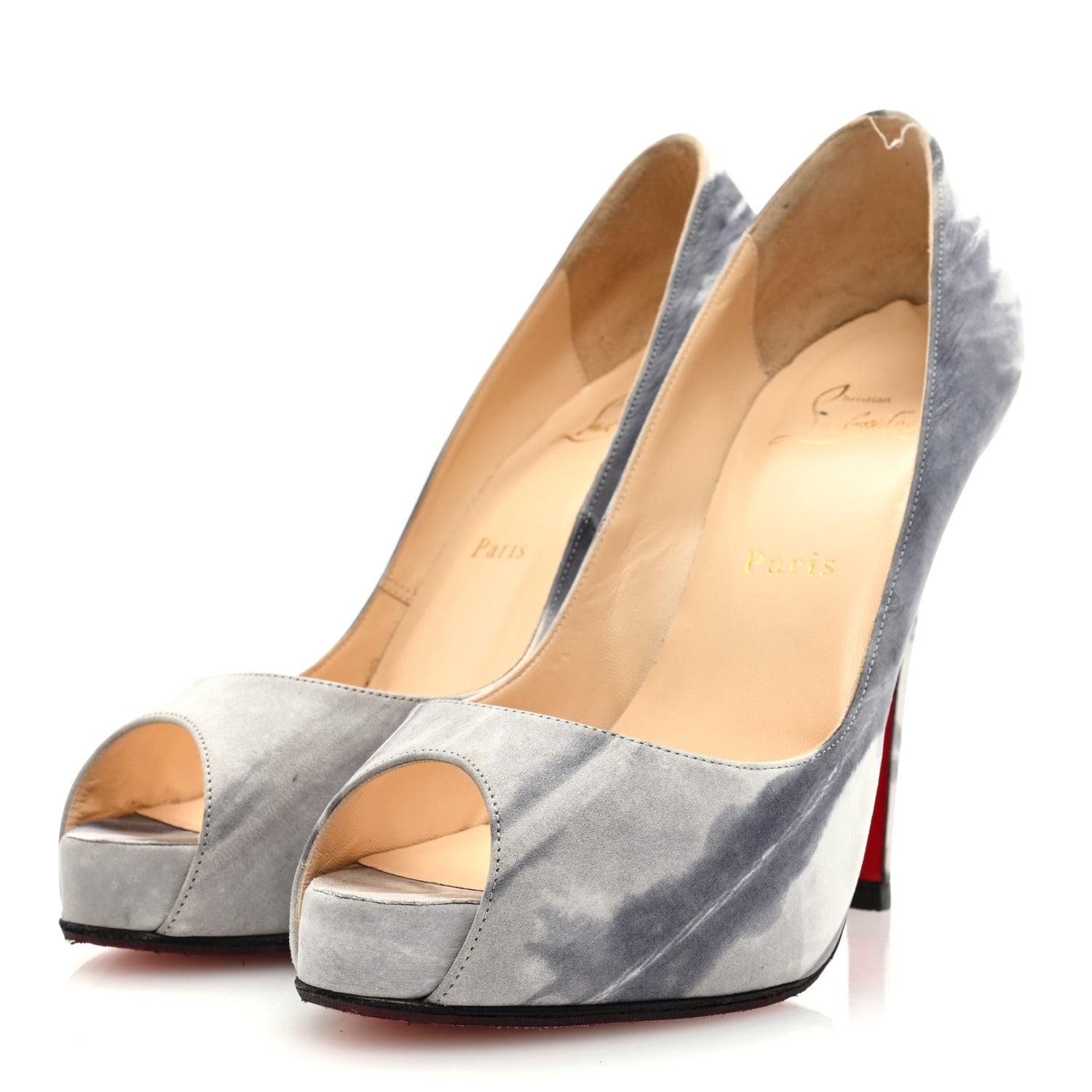 Christian Louboutin Suede Woodstock Very Prive 120 Pumps 39 Black Grey 2 of 9