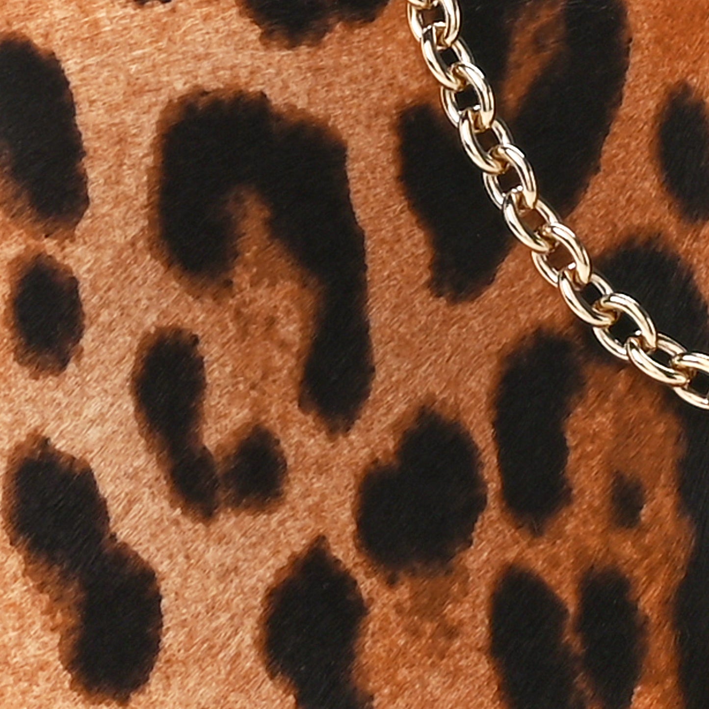 Calf Hair Leopard Print Chain Clutch