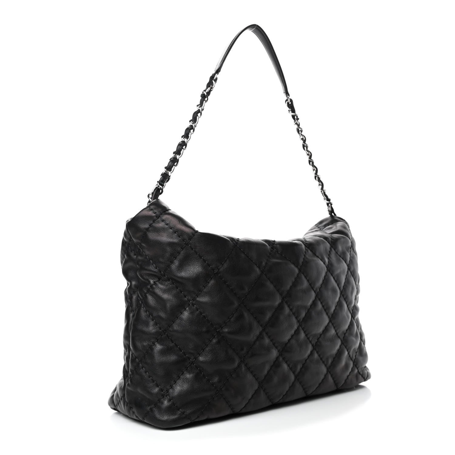 Chanel Metallic Calfskin Quilted French Riviera Hobo Black 2 of 4
