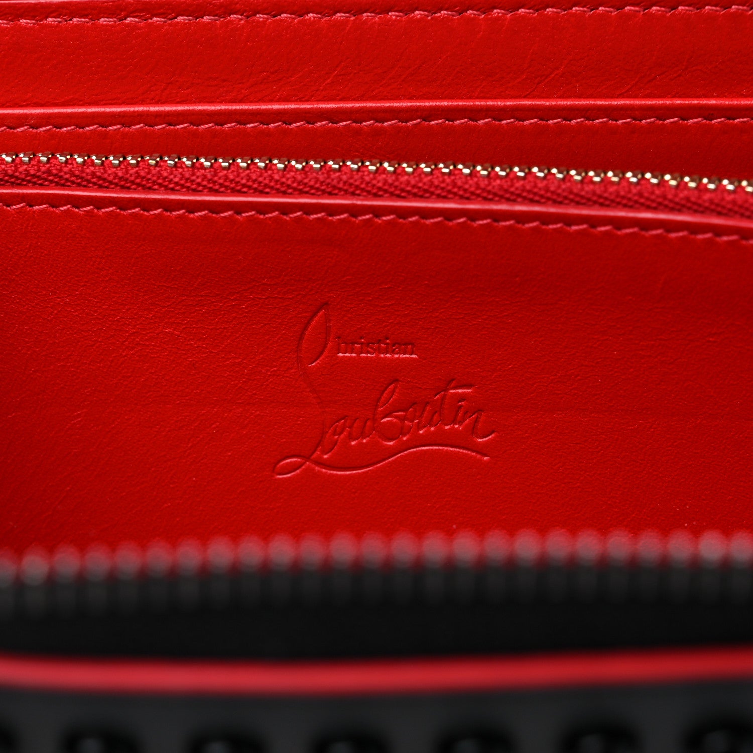 Christian Louboutin Calfskin Panettone Spiked Zip Around Wallet Black 6 of 13