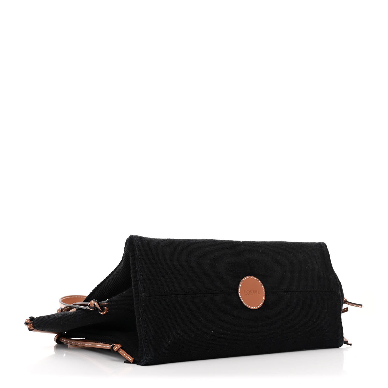 Loewe Canvas Calfskin Small Cushion Tote Black Tan 4 of 11