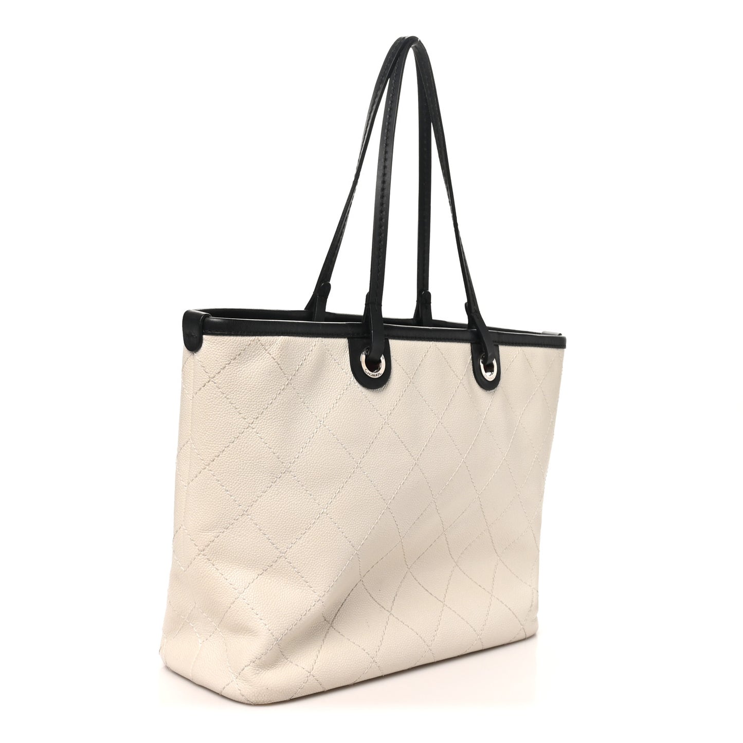 Grained Calfskin Shopping Fever Tote White
