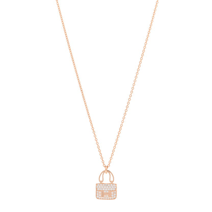Hermes 18K Rose Gold Diamond Constance Amulettes Pendant Necklace 1 of 7
