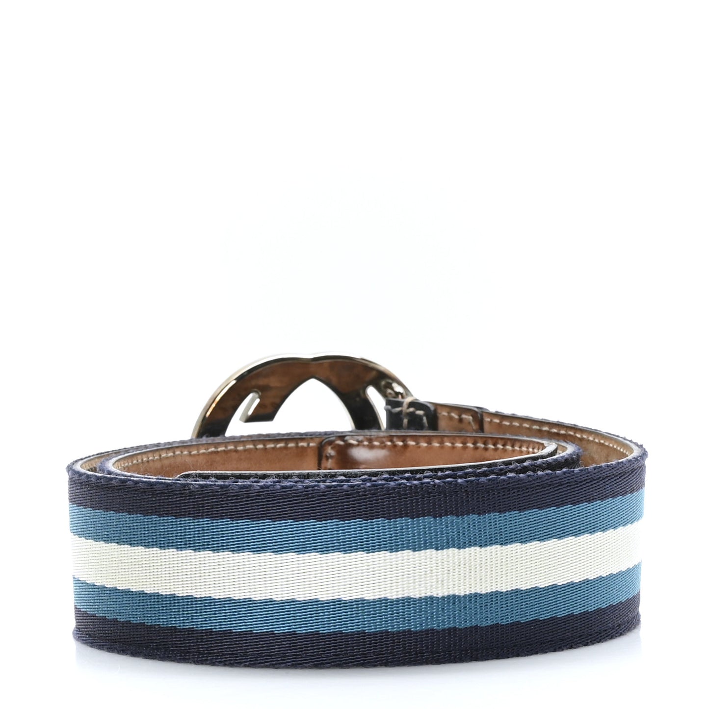 Calfskin Web Interlocking G Belt 85 34 Blue