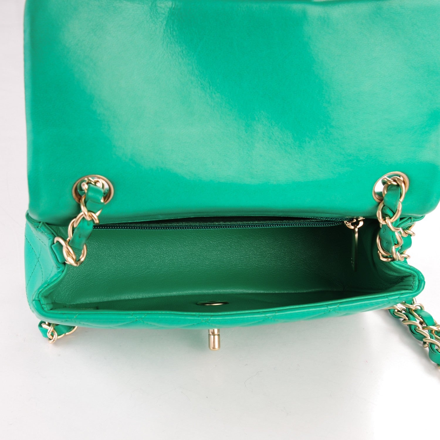 Chanel Lambskin Quilted Mini Rectangular Flap Green 5 of 7