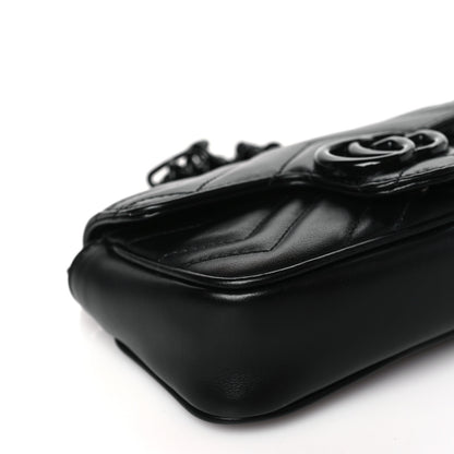 Gucci Calfskin Matelasse Monochrome GG Marmont Chain Belt Bag Black 9 of 10