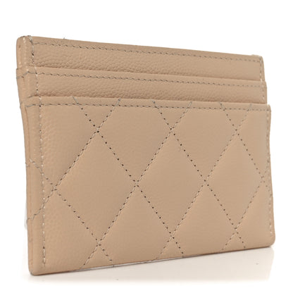 Chanel Caviar Quilted Textured CC Card Holder Beige 6 of 16