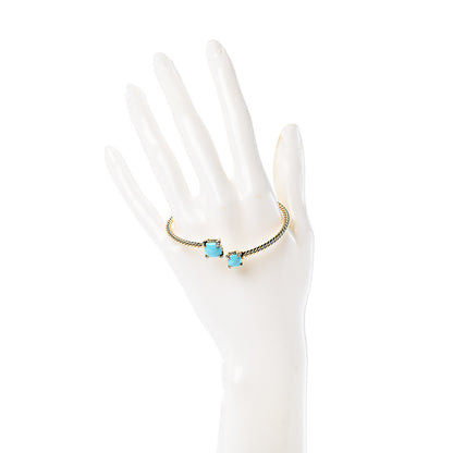 David Yurman 18K Yellow Gold Turquoise Diamond Chatelaine Bypass Bracelet 2 of 5