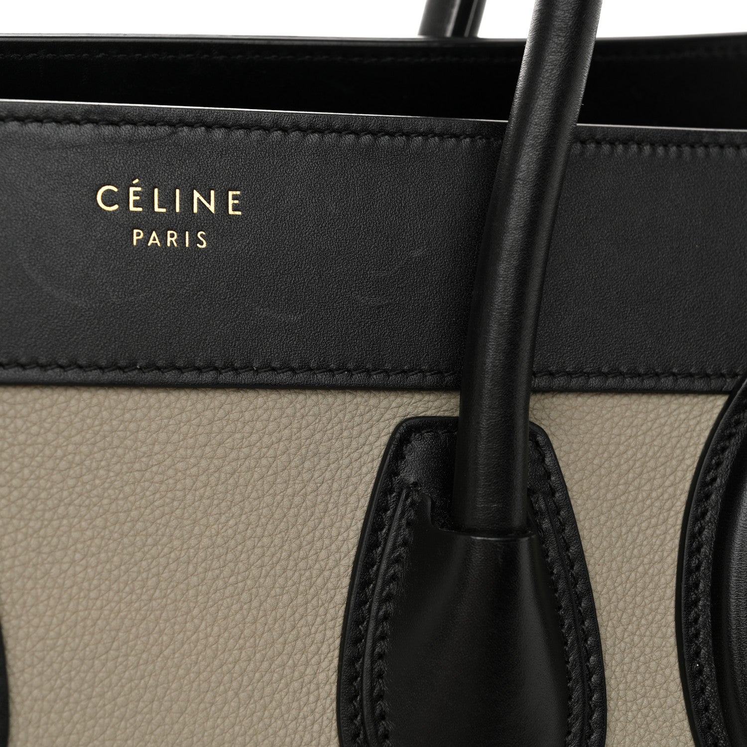 Celine Drummed Calfskin Suede Tri-color Micro Luggage Almond 10 of 12