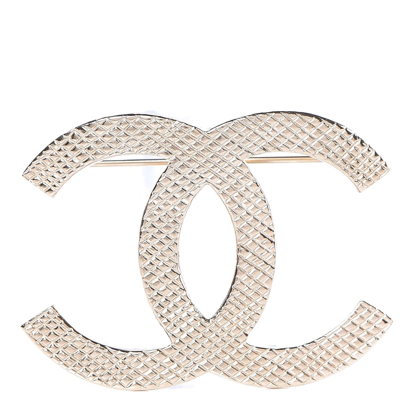 Quilted CC Brooch Light Gold