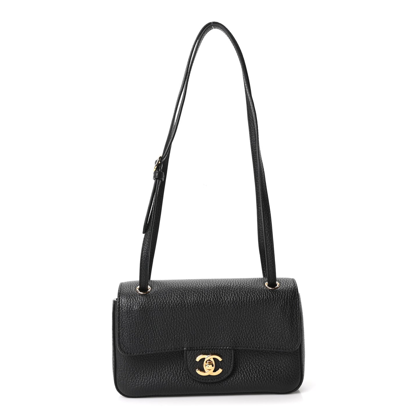 Grained Calfskin Mini Souplissimo Maxi Flap Black