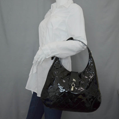 Burberry Patent Quilted Brook Hobo Black 2 of 8