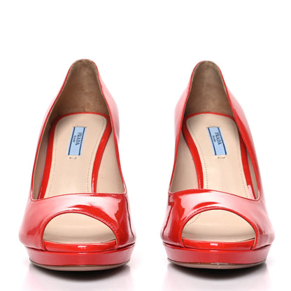 Prada Vernice Peep Toe 95mm Pumps 39 Lacca 2 of 10
