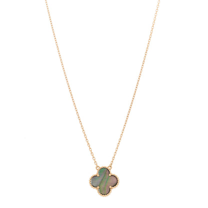 Van Cleef & Arpels 18K Rose Gold Gray Mother of Pearl Vintage Alhambra Pendant Necklace 1 of 6