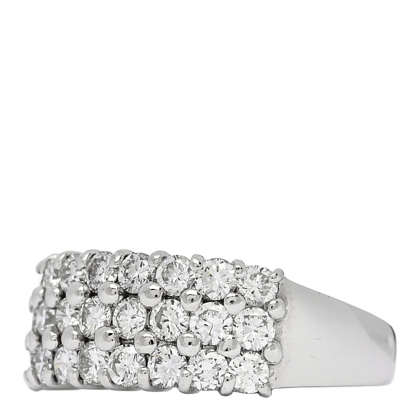 Platinum Diamond 2.00ct Three Row Half Eternity Band Ring 58 8.25