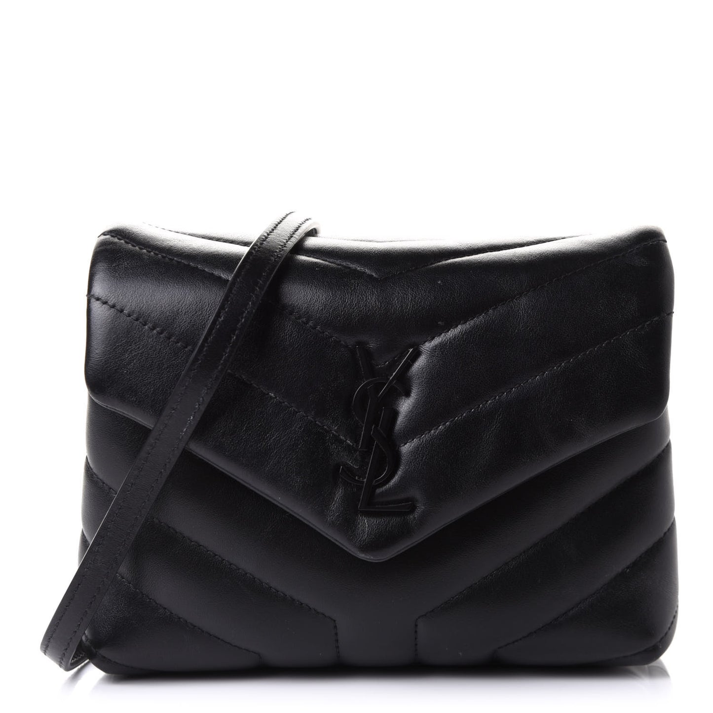 Calfskin Y Quilted Monogram Toy Loulou Crossbody Bag Black