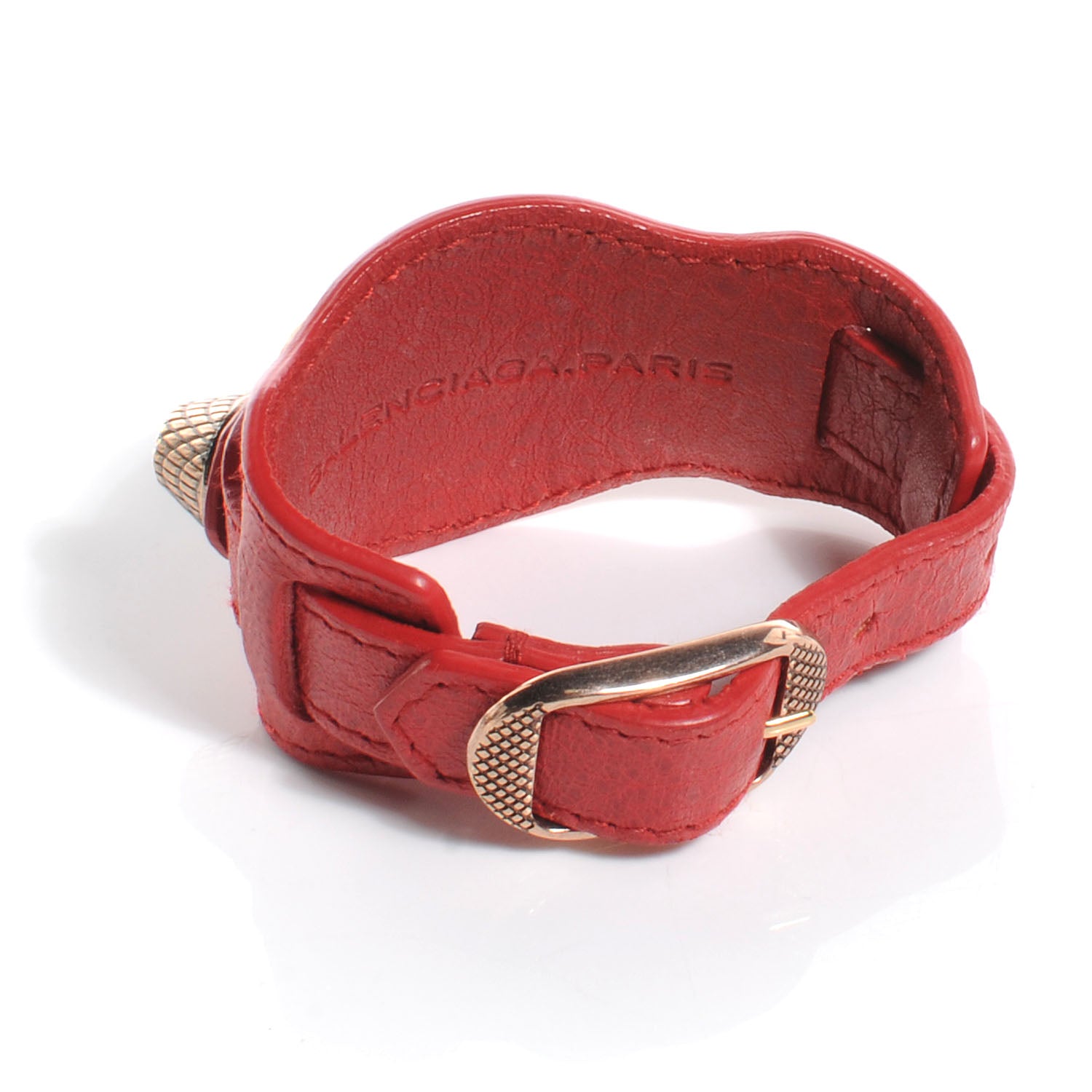 Balenciaga Agneau Arena Giant 12 Rose Gold Hardware Bracelet Rouge Cardinal 3 of 5