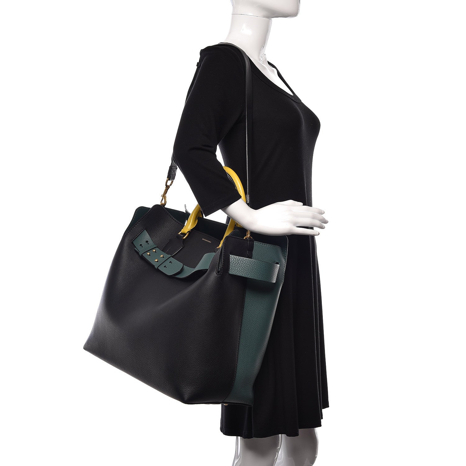Burberry Soft Grain Calfskin Large Belt Bag Black Sea Green 2 of 10