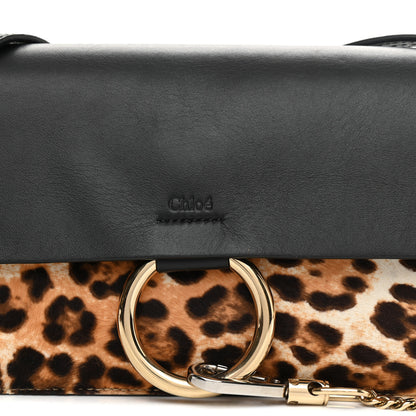 Chloe Calfskin Pony Hair Leopard Print Small Faye Shoulder Bag Abstract White 8 of 11