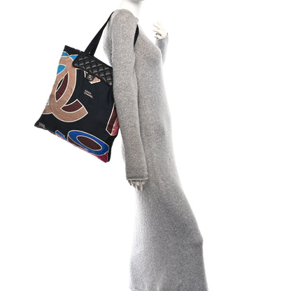 Chanel Caviar Fabric Foldable Tote Bag With Chain Black Multicolor 3 of 20